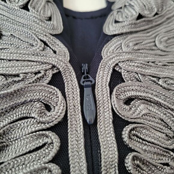 JS Collections Navy Blue Gray Dress Sheath Mesh Soutache 6 - Picture 6 of 13